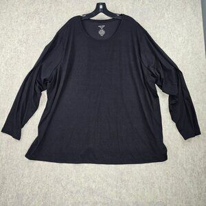 Nine West Womens Soft Spun Black Long Sleeve Shirt 5X Polyester Blend Relaxed